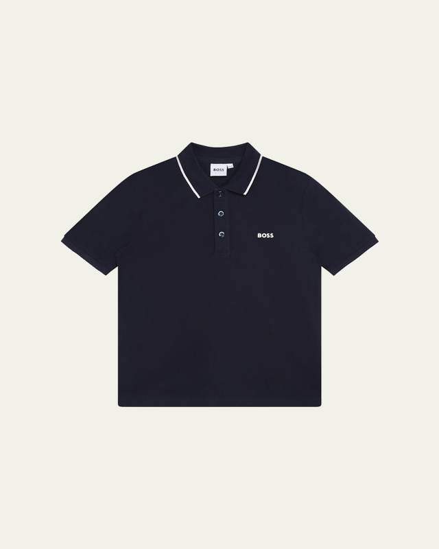 Boy's Logo-Print Polo Shirt, Size